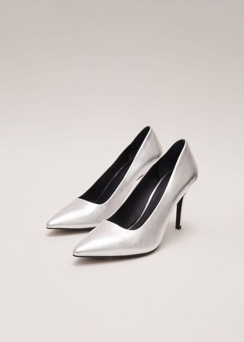 Phase Eight Silver Leather Pointed Courts Heels Silver USA | 6530289-CG